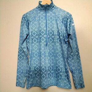 Nike‎ Pro Golf Jacket Half Zip Turquoise Diamond Print , Size - Large